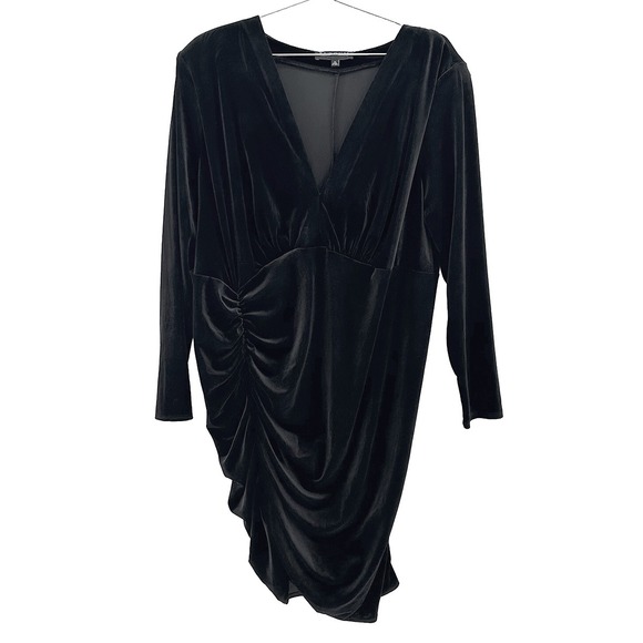 Eloquii Dresses & Skirts - ELOQUII Velour Long Sleeve Ruched Bodycon Dress • Size 20 • black • EUC‎